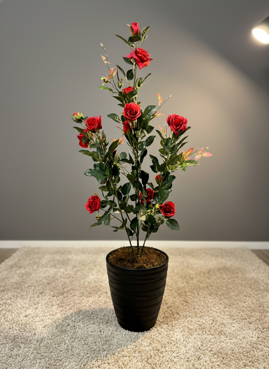 plante artificielle de roses rouges