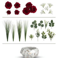 Roses Rouges Réalistes – Vase Porcelaine Marbre 55 cm