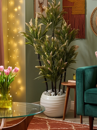 Dracaena Artificielle Fleurie 134cm –  Stabilisation Marbre Gris