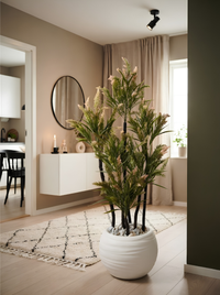 Dracaena Artificielle Fleurie 134cm –  Stabilisation Marbre Gris