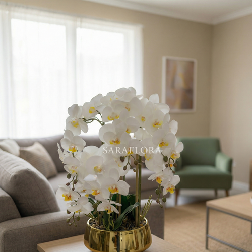 Orchidée artificielle (Phalaenopsis blanche)