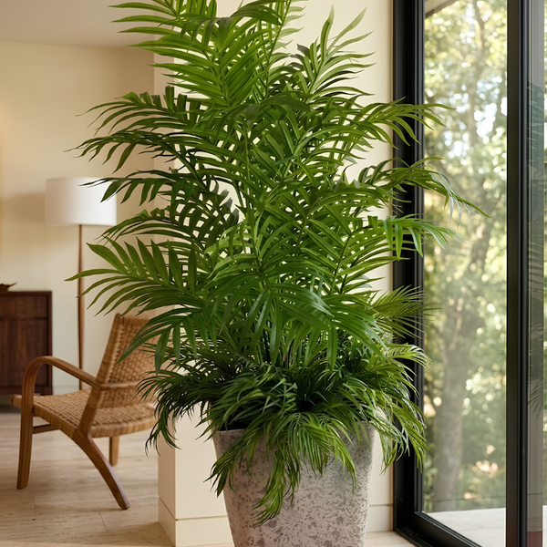 Palmier Areca XXL Premium 180cm – Pot Caoutchouc Effet Béton & Mousse Naturelle