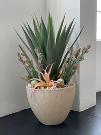 Oasis Désertique – Agave et Cactus Pot Mélamine Texturé 100 cm